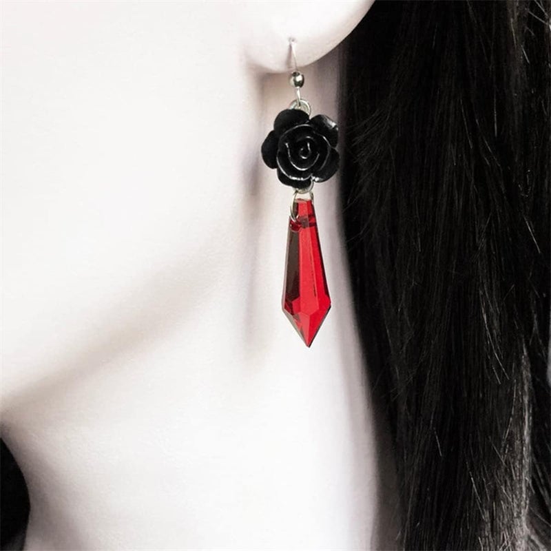 MIFYNN Gothic Dark Bat Dangle Earrings Red Black Crystal Gems Bat Earrings Punk Rock Style Bats Animal Earrings Halloween Costumes Earrings Jewelry for Women - Image 2